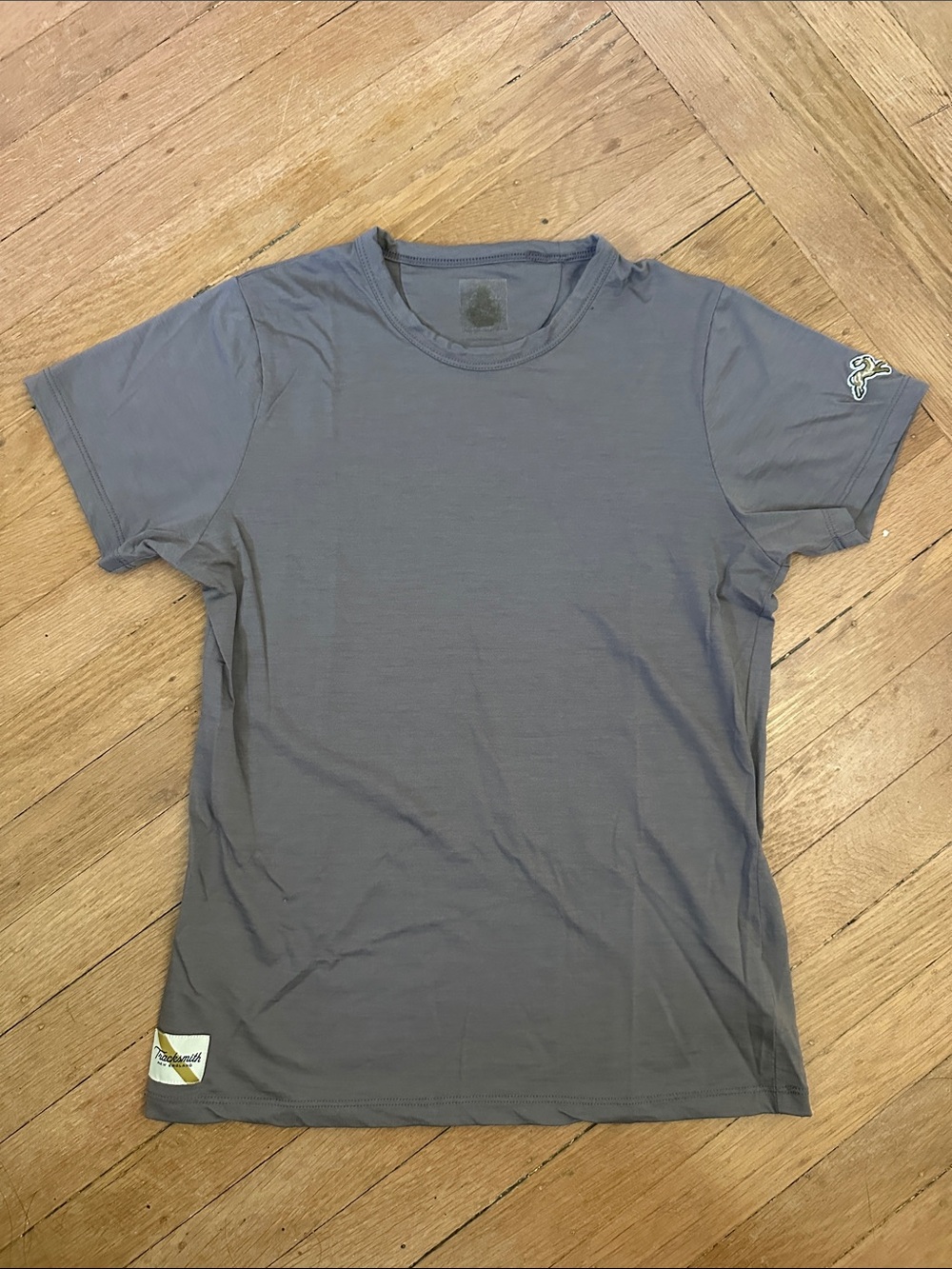 Tracksmith Harrier 89% merino wool knit crew neck running short sleeve t-shirt